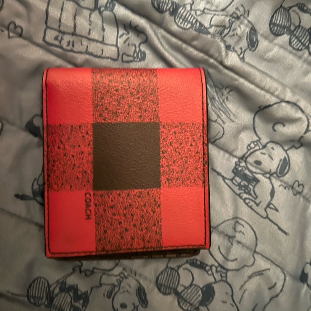 Coach Red and Black Checkered Wallet